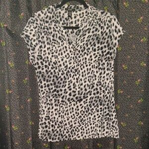 Monochrome Leopard Print Blouse